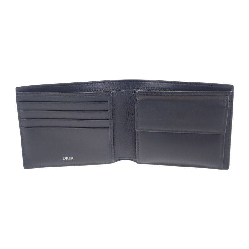 Christian DIOR CD Icon Wallet 2esbc027cdi_h00n Bifold Wallet Grain Calf Leather