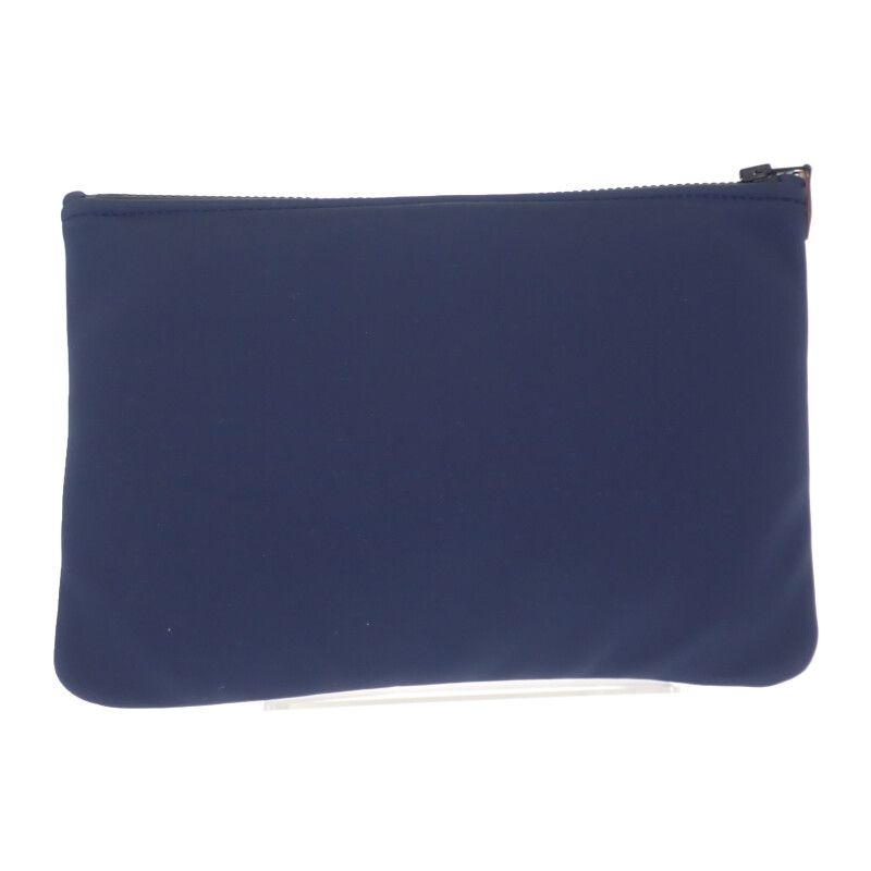 Hermes Trousse Flat MM Neobain Pouch Nylon Polyurethane Navy Ladies [AB