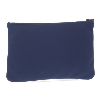 Hermes Trousse Flat MM Neobain Pouch Nylon Polyurethane Navy Ladies [AB