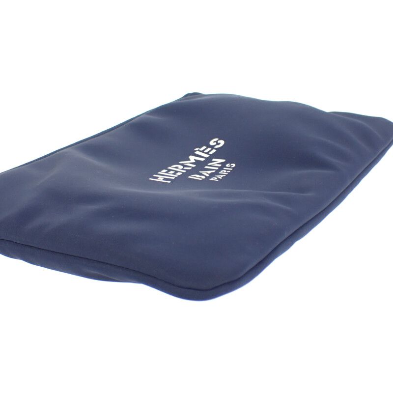 Hermes Trousse Flat MM Neobain Pouch Nylon Polyurethane Navy Ladies [AB