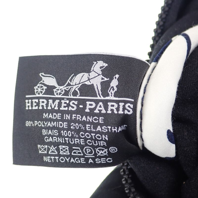 Hermes Trousse Flat MM Neobain Pouch Nylon Polyurethane Navy Ladies [AB