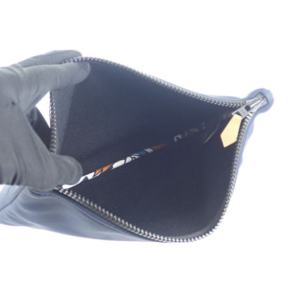 Hermes Trousse Flat MM Neobain Pouch Nylon Polyurethane Navy Ladies [AB