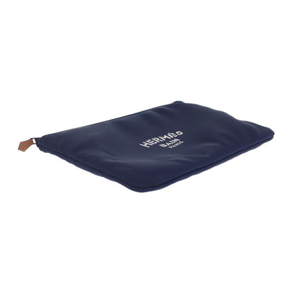 Hermes Trousse Flat MM Neobain Pouch Nylon Polyurethane Navy Ladies [AB