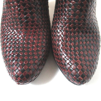 Prada Leather Mesh Braided High Heel Booties Short Boots 35.5 Size 22.5cm