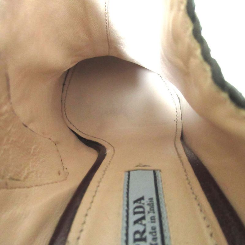 Prada Leather Mesh Braided High Heel Booties Short Boots 35.5 Size 22.5cm