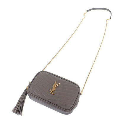 Saint Laurent Roux Mini Bag 612579 Shoulder Bag Calf Gray Gold Hardware Women's