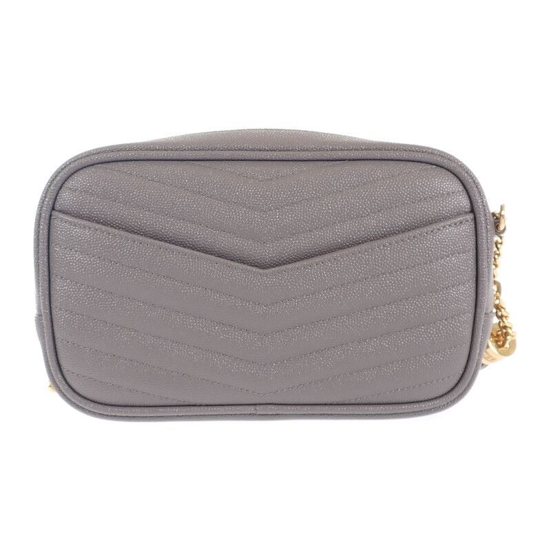 Saint Laurent Roux Mini Bag 612579 Shoulder Bag Calf Gray Gold Hardware Women's