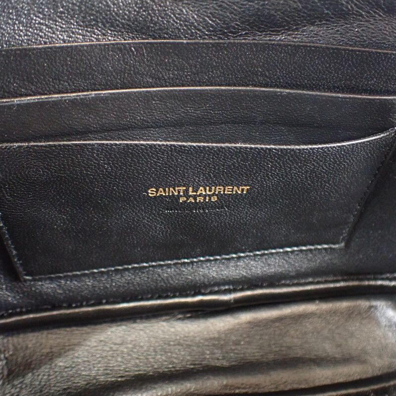 Saint Laurent Roux Mini Bag 612579 Shoulder Bag Calf Gray Gold Hardware Women's