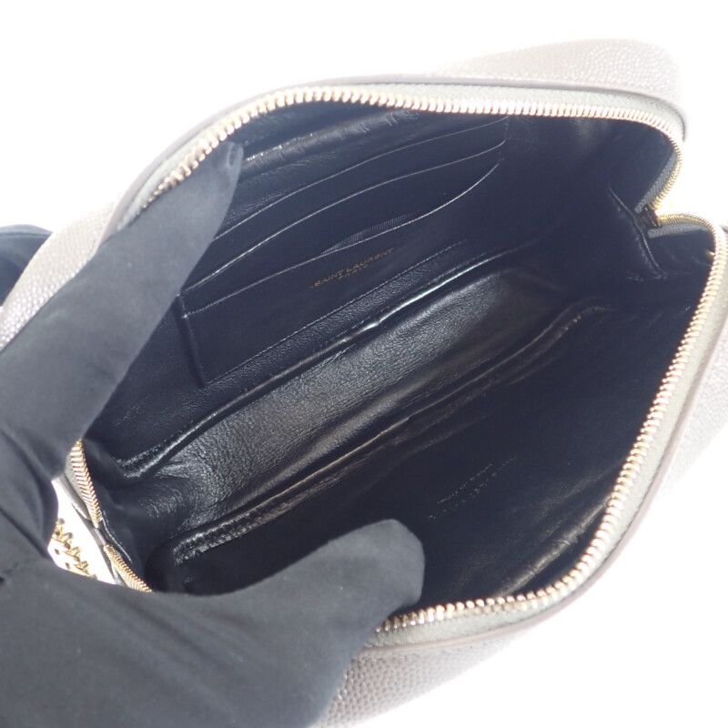 Saint Laurent Roux Mini Bag 612579 Shoulder Bag Calf Gray Gold Hardware Women's