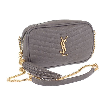 Saint Laurent Roux Mini Bag 612579 Shoulder Bag Calf Gray Gold Hardware Women's