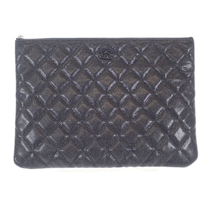 Chanel Matelasse Clutch Bag Caviar Skin So Black Ladies Men's [grade A