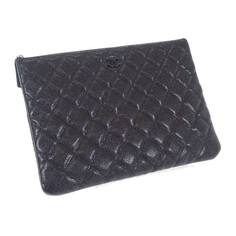 Chanel Matelasse Clutch Bag Caviar Skin So Black Ladies Men's [grade A