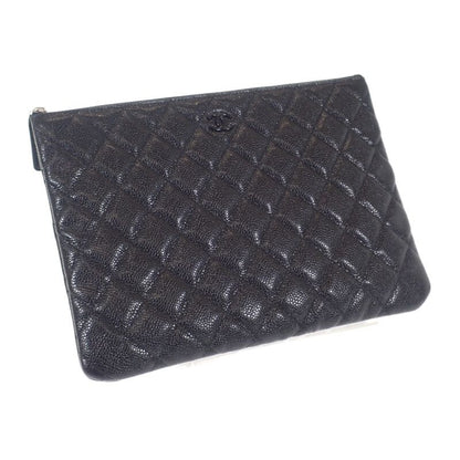 Chanel Matelasse Clutch Bag Caviar Skin So Black Ladies Men's [grade A