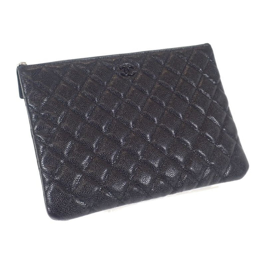 Chanel Matelasse Clutch Bag Caviar Skin So Black Ladies Men's [grade A