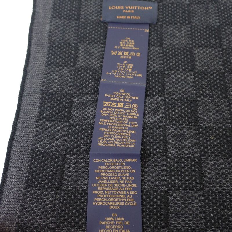 Louis Vuitton Scarf Neo Petit Damier M77988 Scarf Wool Black Men's [A Rank