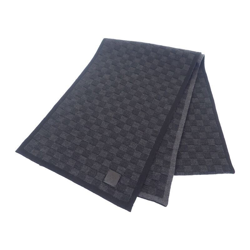 Louis Vuitton Scarf Neo Petit Damier M77988 Scarf Wool Black Men's [A Rank