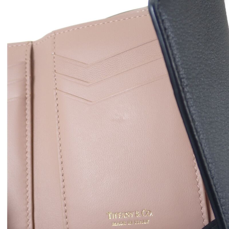Tiffany & Co Tiffany & Co T Wallet 71935299 Trifold Wallet Leather Black Pink