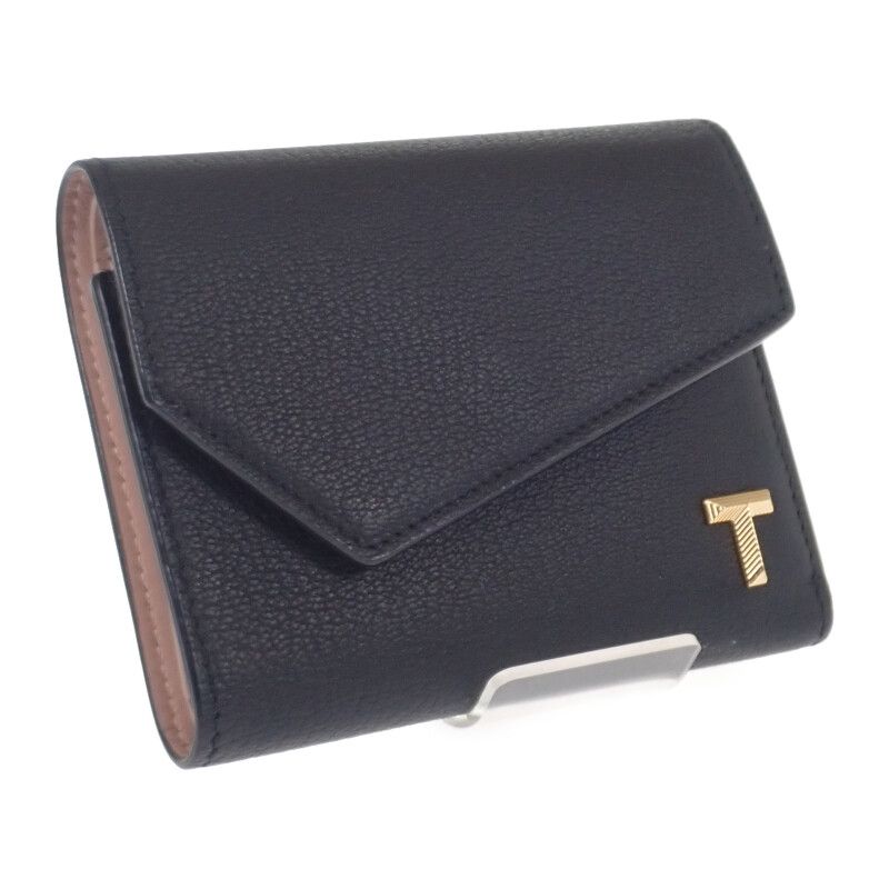 Tiffany & Co Tiffany & Co T Wallet 71935299 Trifold Wallet Leather Black Pink