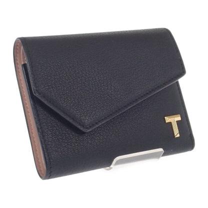 Tiffany & Co Tiffany & Co T Wallet 71935299 Trifold Wallet Leather Black Pink