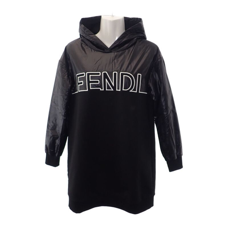 Fendi Logo Jf8541ag34 Dress Cotton Polyester Black 12+ Kids Girls [ranked A