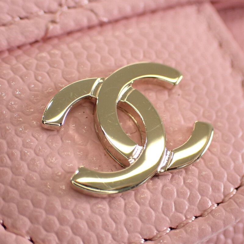 Chanel Matelasse Flap Zip Coin Case Ap0374 Card Case Caviar Skin Pink Gold