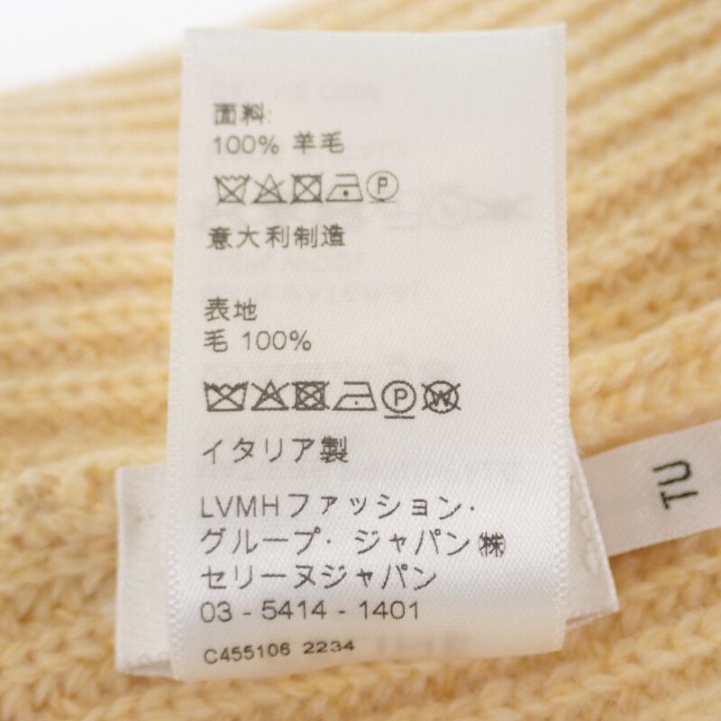 Celine Ribbed Logo Knit Hat 2ah35423p Knit Cap Wool Yellow Ladies Men's [grade A