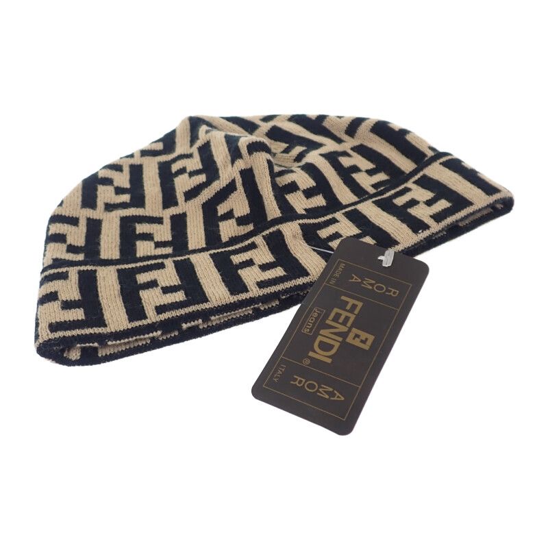 Fendi Beanie Knit Cap Wool Brown Women Men Unisex [SA Rank]