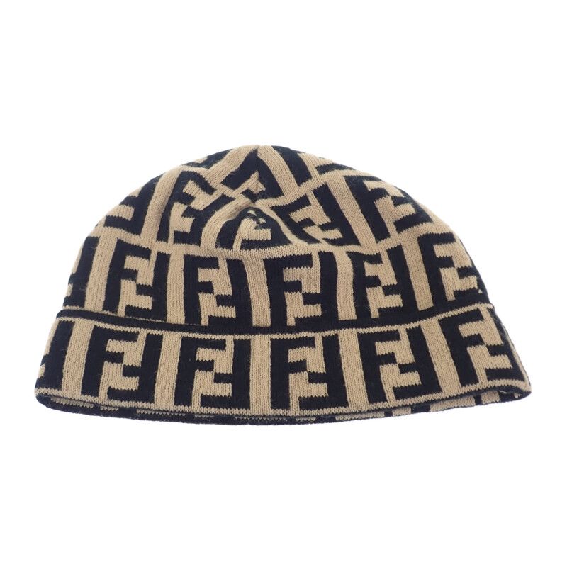 Fendi Beanie Knit Cap Wool Brown Women Men Unisex [SA Rank]