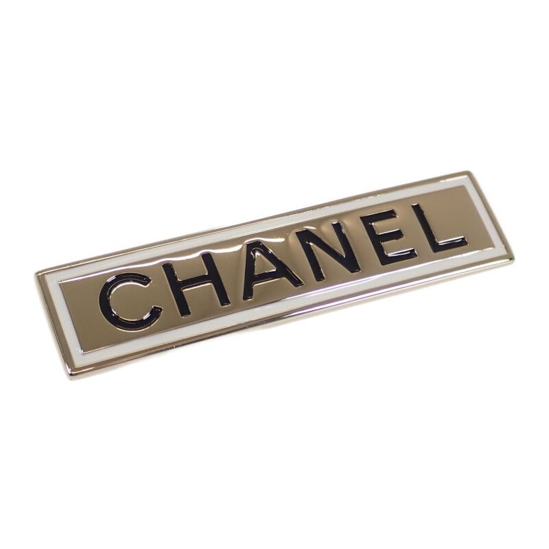 Chanel Logo Plate B21B Engraved Brooch Metal Gold Ladies Men's [grade A