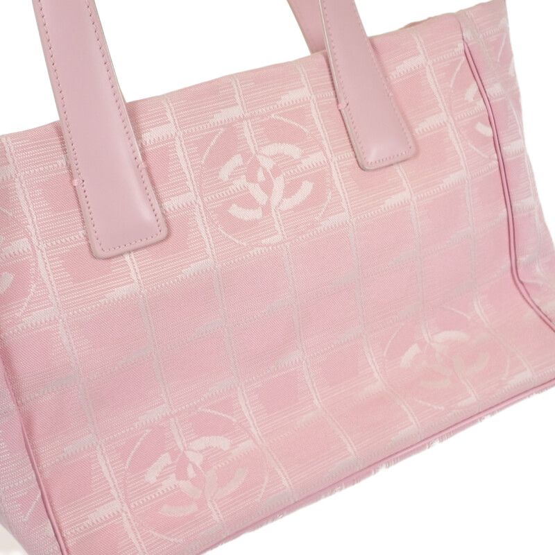 Chanel New Travel Line Tote TPM Tote Bag Nylon Leather Pink Ladies [AB Rank]