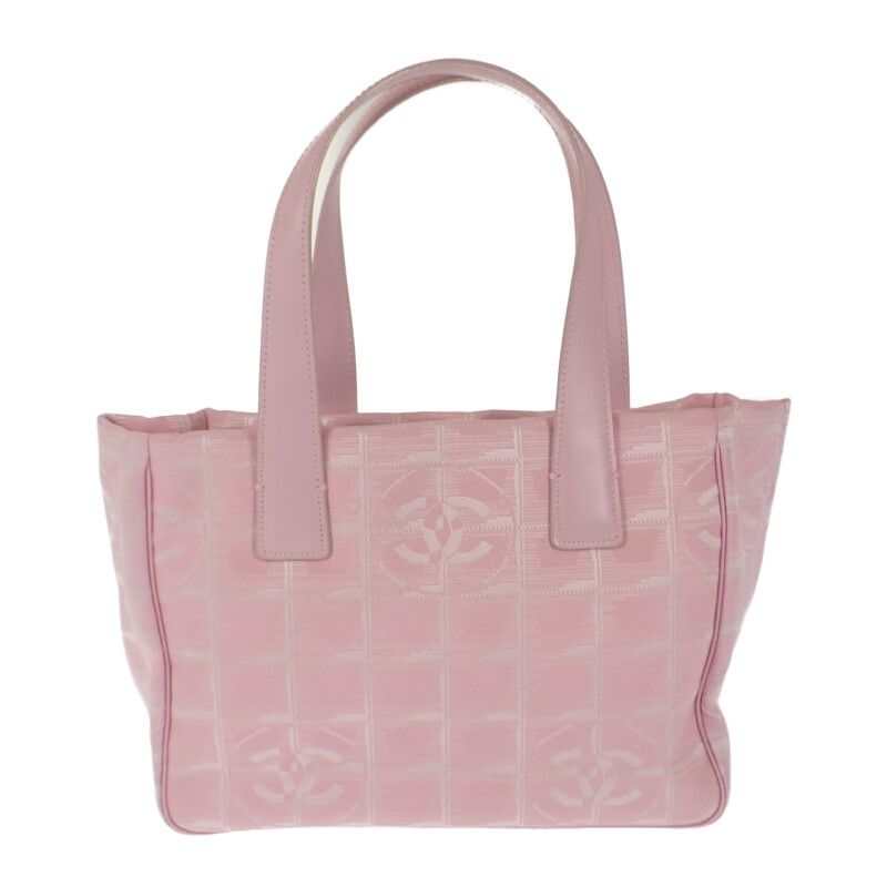 Chanel New Travel Line Tote TPM Tote Bag Nylon Leather Pink Ladies [AB Rank]