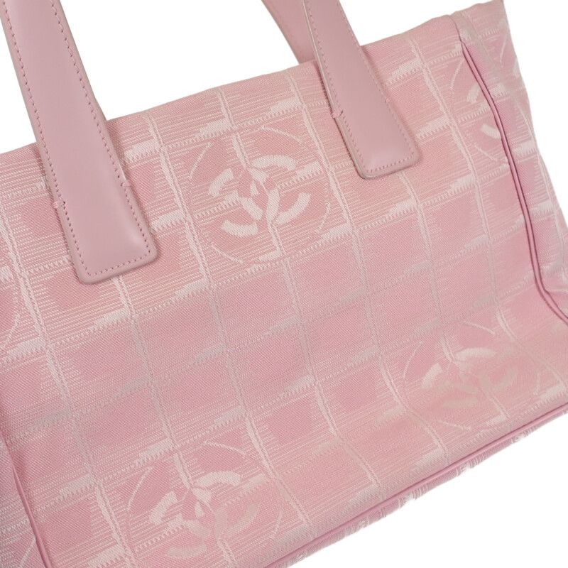 Chanel New Travel Line Tote TPM Tote Bag Nylon Leather Pink Ladies [AB Rank]