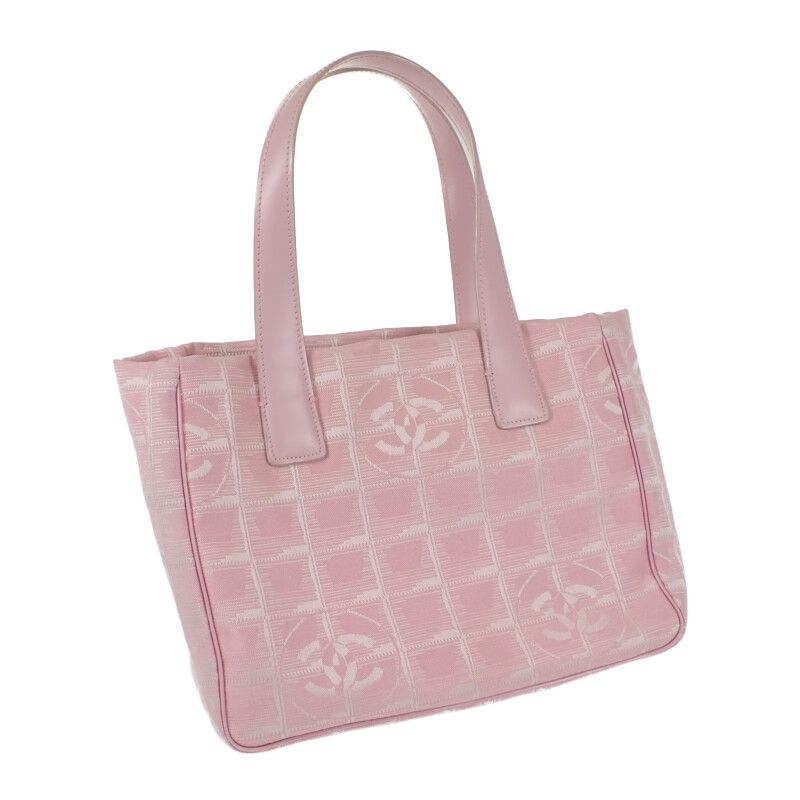 Chanel New Travel Line Tote TPM Tote Bag Nylon Leather Pink Ladies [AB Rank]