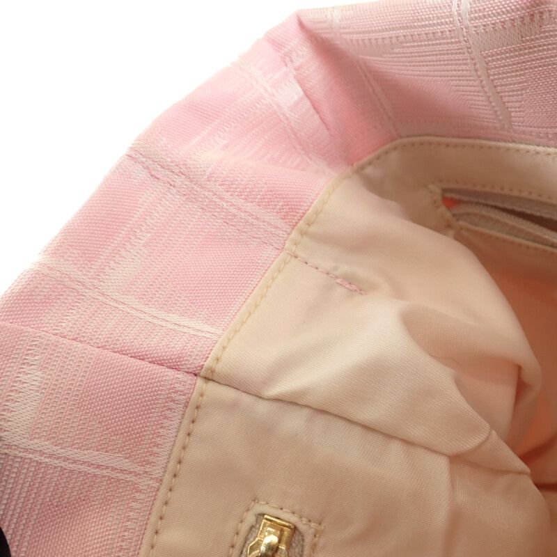 Chanel New Travel Line Tote TPM Tote Bag Nylon Leather Pink Ladies [AB Rank]