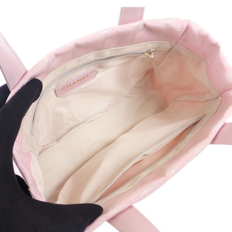Chanel New Travel Line Tote TPM Tote Bag Nylon Leather Pink Ladies [AB Rank]