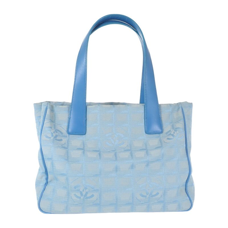 Chanel New Travel Line Tote PM Tote Bag Nylon Leather Blue Ladies [ranked B