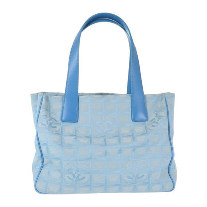 Chanel New Travel Line Tote PM Tote Bag Nylon Leather Blue Ladies [ranked B