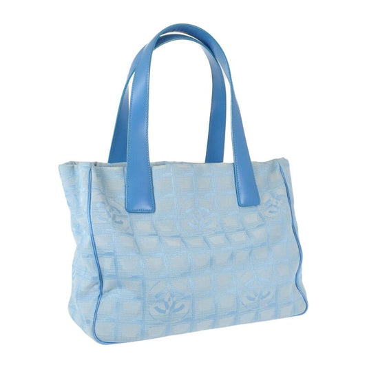 Chanel New Travel Line Tote PM Tote Bag Nylon Leather Blue Ladies [ranked B
