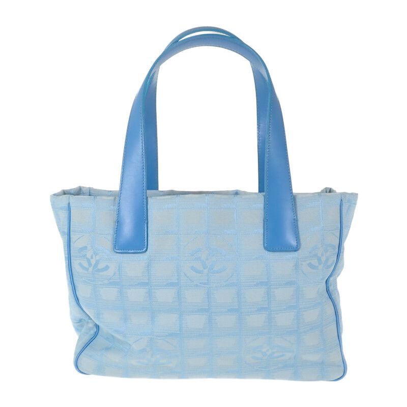 Chanel New Travel Line Tote PM Tote Bag Nylon Leather Blue Ladies [ranked B