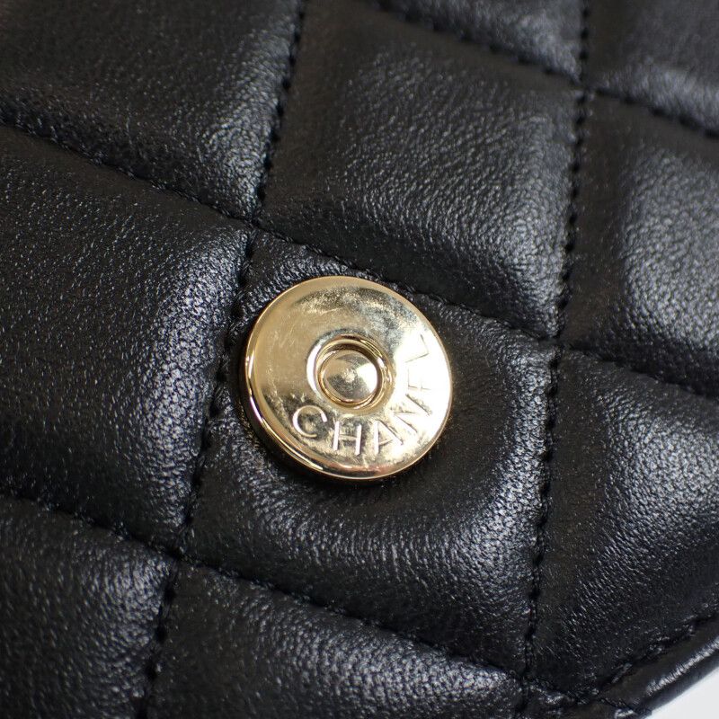 Chanel Matelasse Flap Phone Case Ap3226 2WAY Bag Shoulder Bag Lambskin Black
