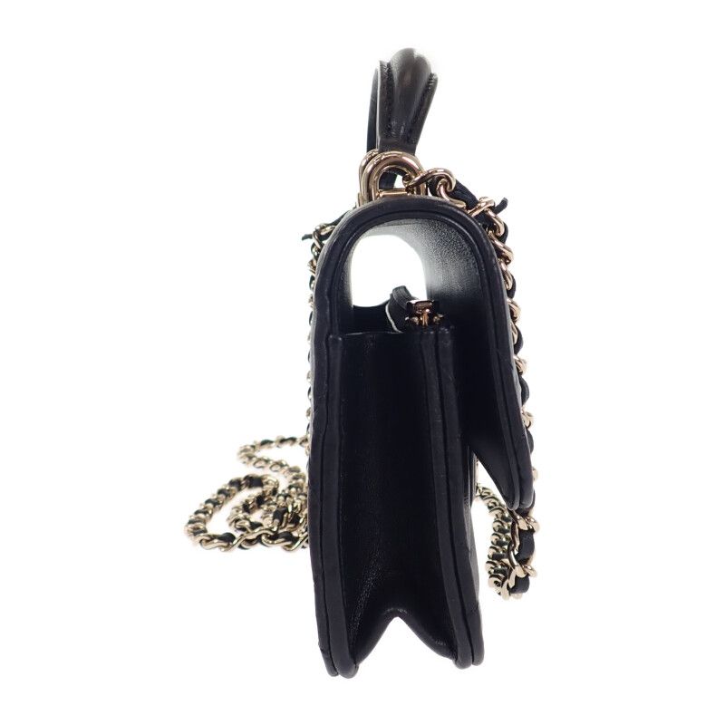 Chanel Matelasse Flap Phone Case Ap3226 2WAY Bag Shoulder Bag Lambskin Black