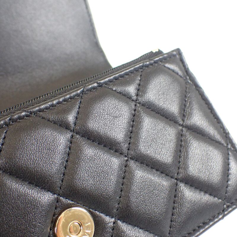 Chanel Matelasse Flap Phone Case Ap3226 2WAY Bag Shoulder Bag Lambskin Black