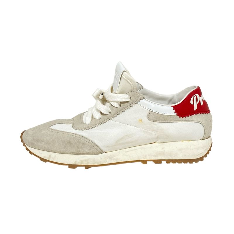 Prada Sneakers 361/2 Women - White X Grey Beige X Red Insole Removable Leather