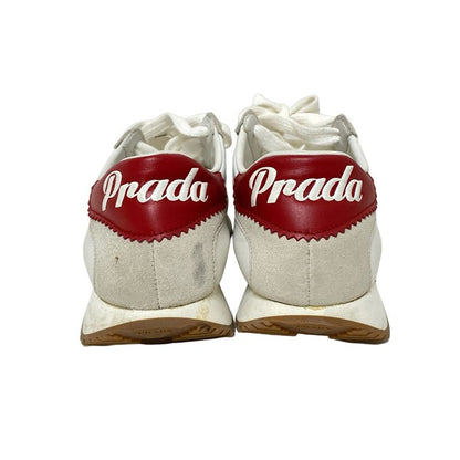 Prada Sneakers 361/2 Women - White X Grey Beige X Red Insole Removable Leather