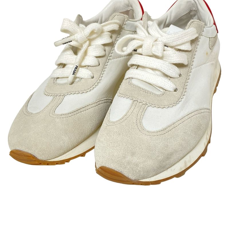 Prada Sneakers 361/2 Women - White X Grey Beige X Red Insole Removable Leather