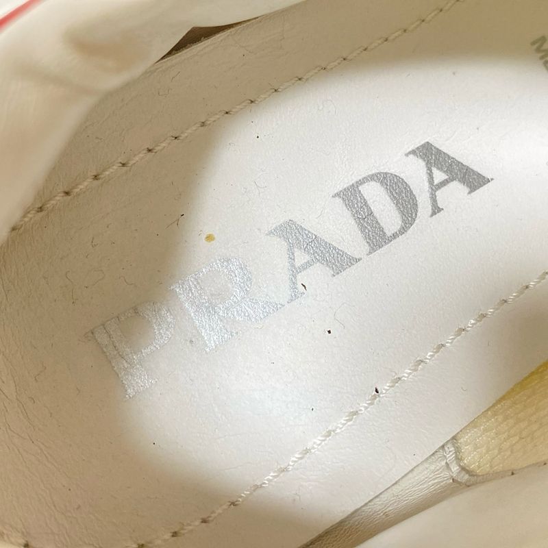 Prada Sneakers 361/2 Women - White X Grey Beige X Red Insole Removable Leather