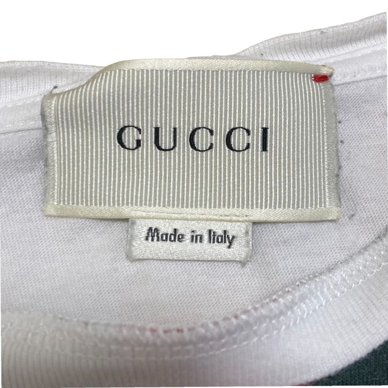 Good Gucci Webline Print Long Sleeve T-Shirt Size 12 White Kids Used