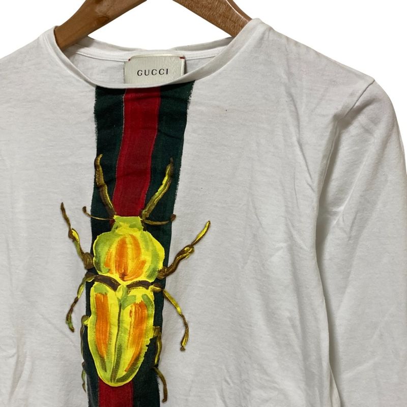 Good Gucci Webline Print Long Sleeve T-Shirt Size 12 White Kids Used