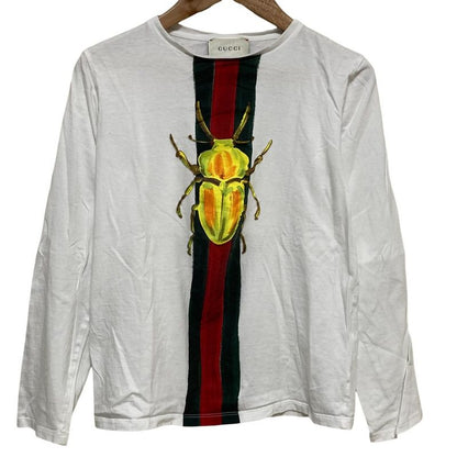 Good Gucci Webline Print Long Sleeve T-Shirt Size 12 White Kids Used
