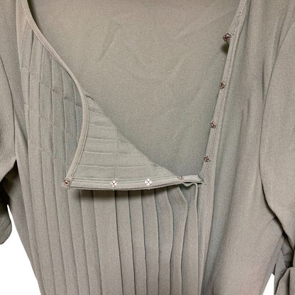 Good Quality Balenciaga 100% Silk Front Pleats Belted Mini Dress Short Sleeves